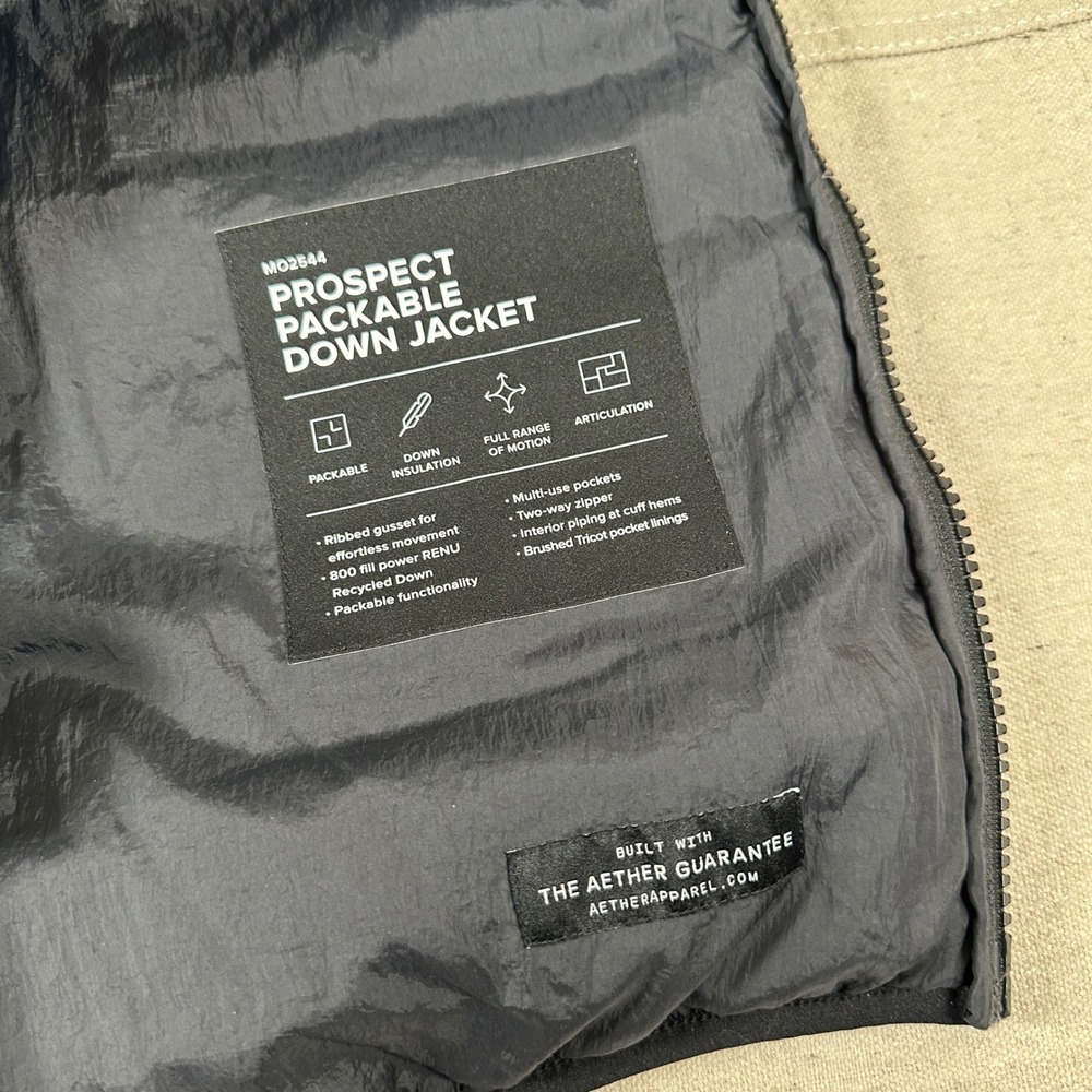 Aether Prospect Packable Down Jacket Mens Medium‎ Gray Puffer - Picture 2 of 9